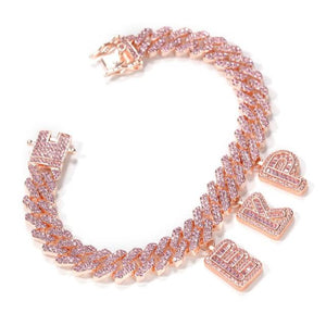 12mm Rose Gold S-Link  Cuban Necklace/Anklet With Baguette Letters