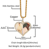 Custom  Bling Heart Photo Charm Necklace
