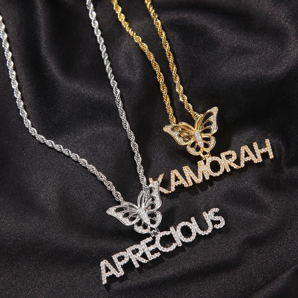 Custom Personalized  Name Necklace with Butterfly Hook