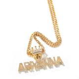 Custom Personalized Name Necklace  with bling and Crown Accent