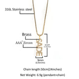 Custom Mini Letter Vertical Name Necklace with Box Chain