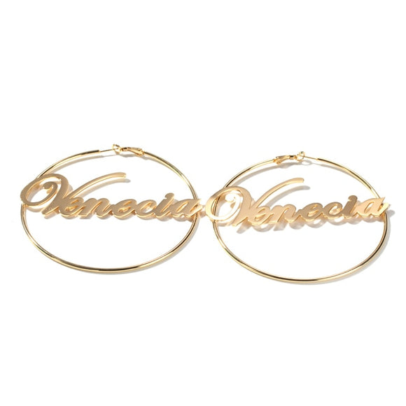 Large Hoop Stainless  Steel Nameplate Earrings  Earrings